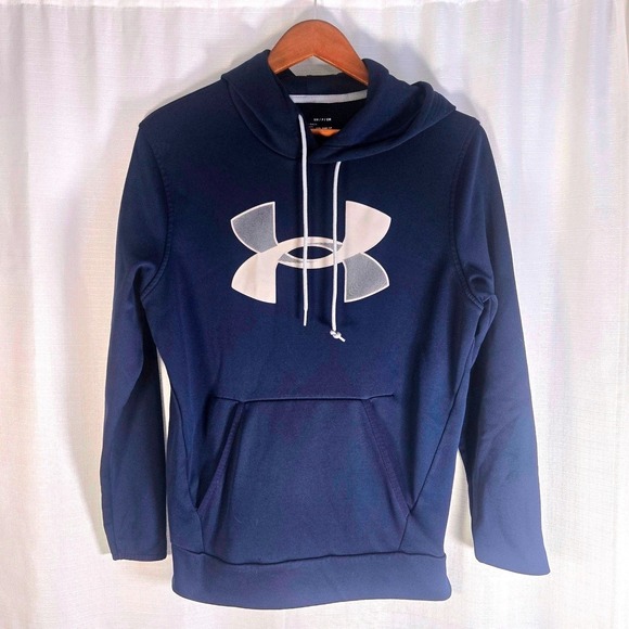 Under Armour Other - Under Armour Mens ColdGear Fleece Pullover Hoodie Navy Blue Small SM Logo
